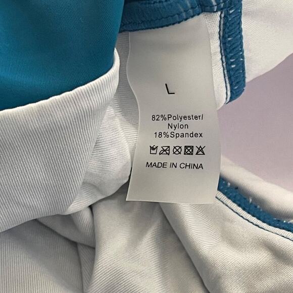 B2PRITY Swimsuit Women L Blue Swim Dress Wrap V-Neck Mesh 1 Piece Tummy Control - Picture 4 of 6